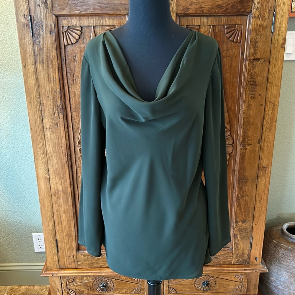 Cremieux Forest Green Cowl Blouse - Size XS